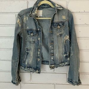 Zara Distressed Denim Jacket | Size XS